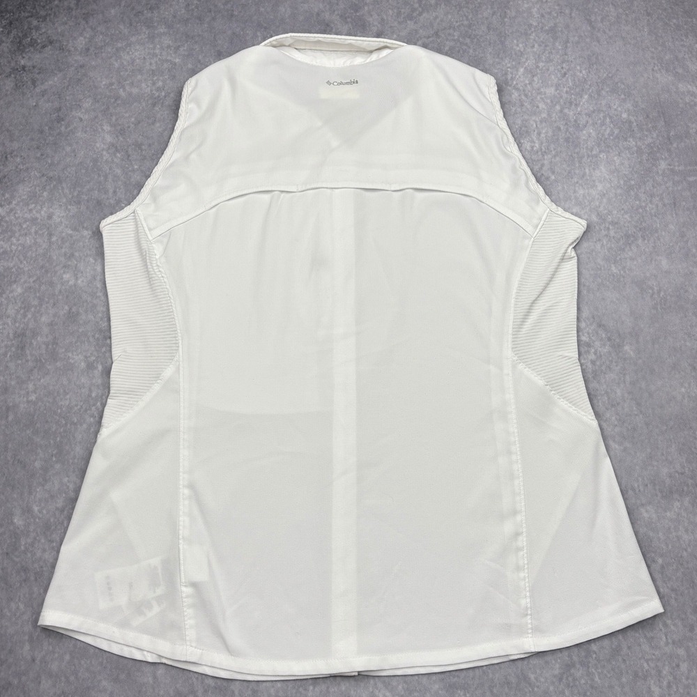 Columbia Shirt Womens XL White Sleeveless Button Down Omni-Shade Hiking Vented - Picture 2 of 8